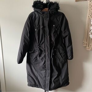 Torrid Fit and Flare Long Puffer Jacket Parka Faux Fur Black Jacket Size 00 M/L